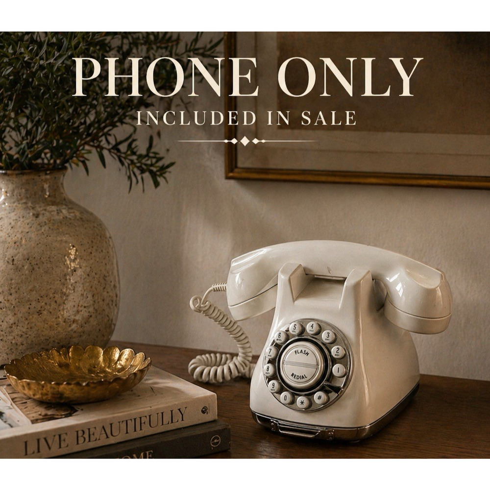 Pottery Barn GRAND PHONE Push Button Vintage Retro Rotary Style White